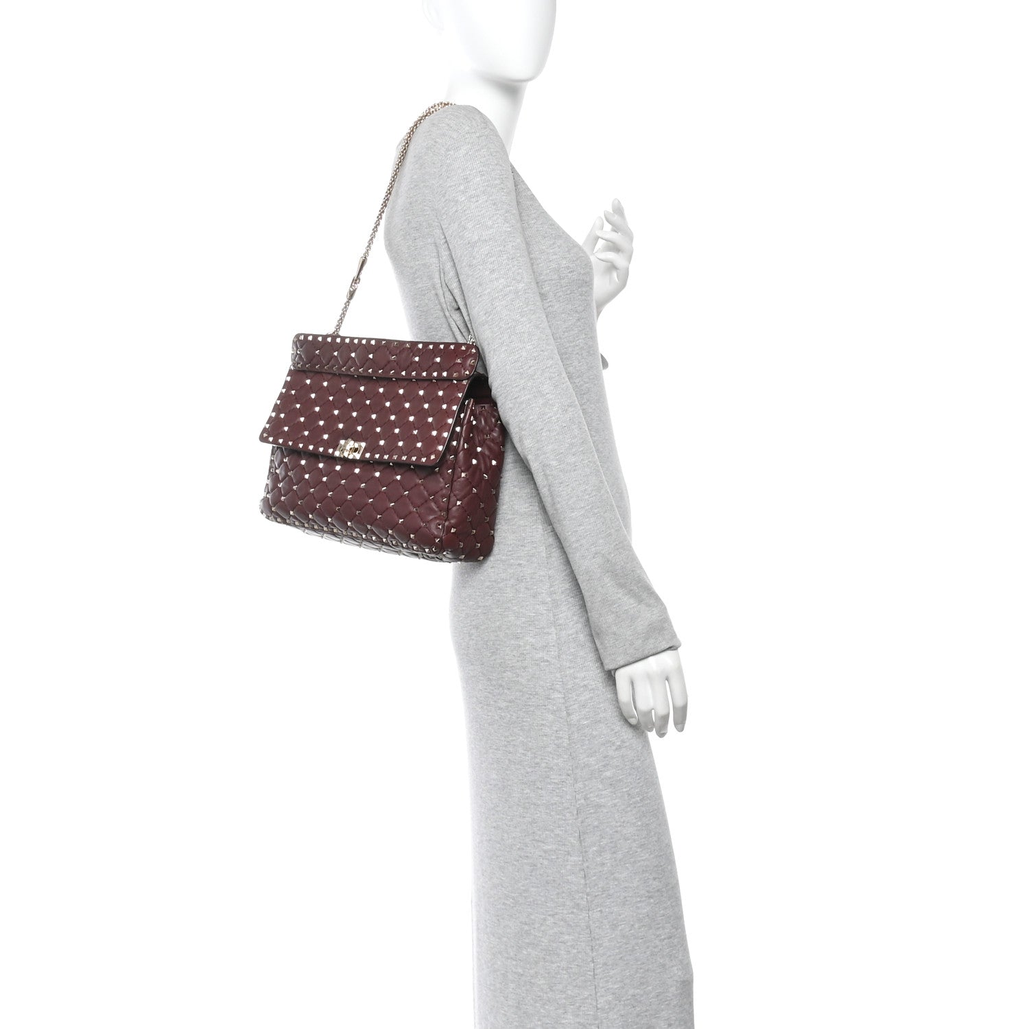 Valentino Garavani Nappa Large Rockstud Spike Shoulder Bag Rubin 2 of 10