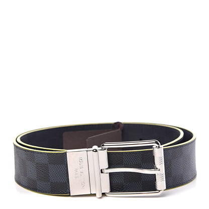 Louis Vuitton Damier Cobalt Infini Reversible Belt 95 38 Yellow 1 of 7