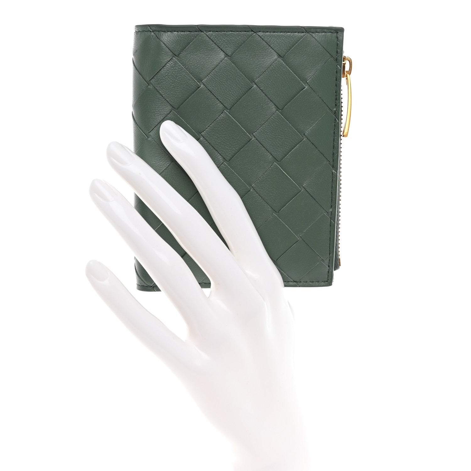 Bottega Veneta Nappa Intrecciato Bifold Zip Wallet Aloe 3 of 8