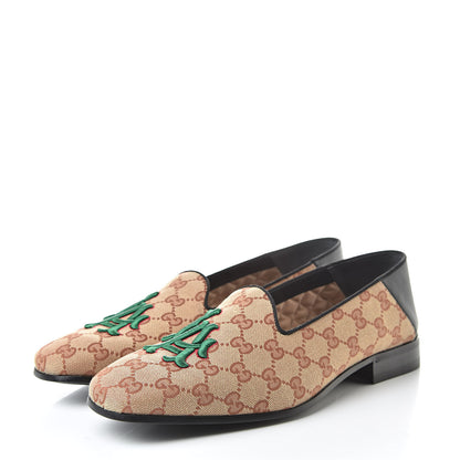 Gucci X MLB GG Monogram LA Dodgers Embroidered Mens Loafers 8 Beige Ruggine Black 3 of 10