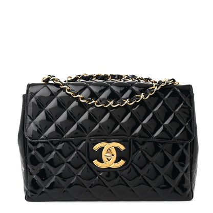 Chanel Patent Quilted XL Jumbo Single Flap Black 1 of 14