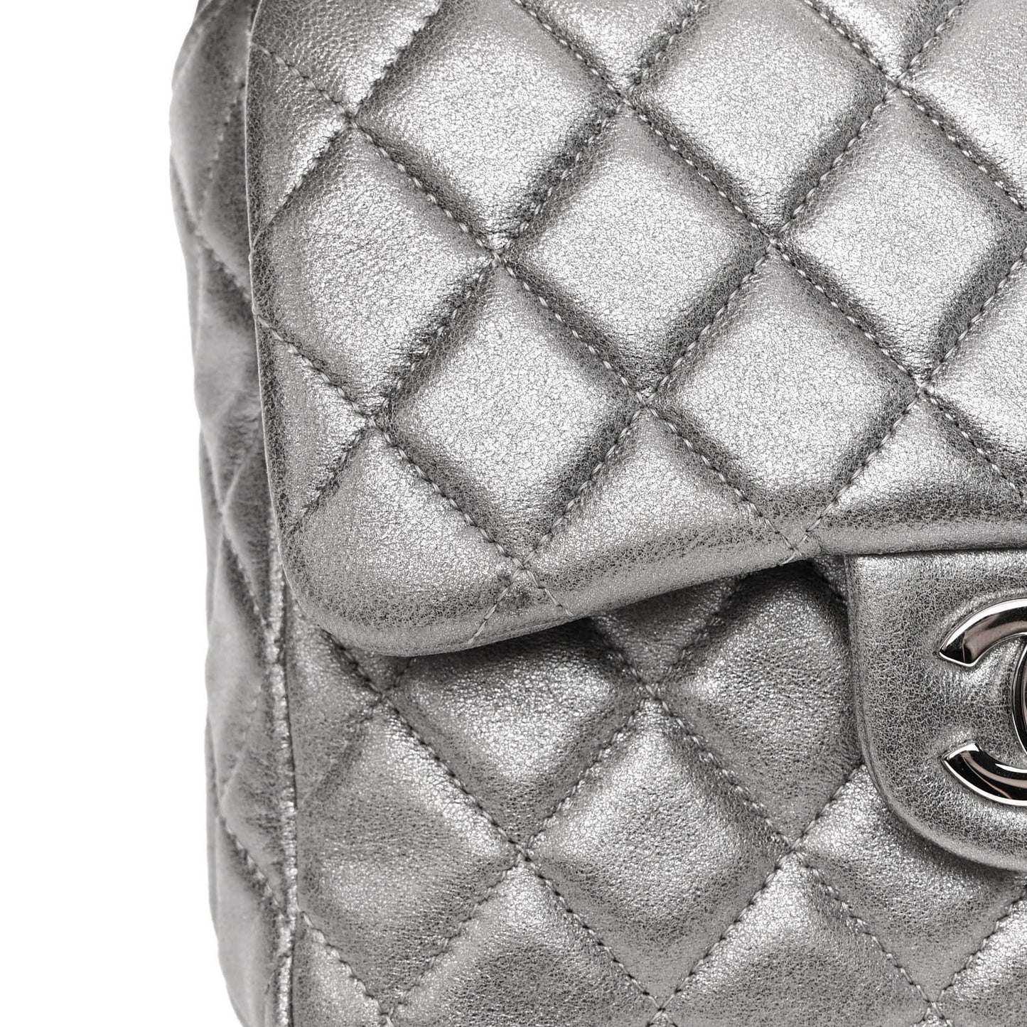 Metallic Lambskin Quilted Small In Seoul Backpack Dark Silver