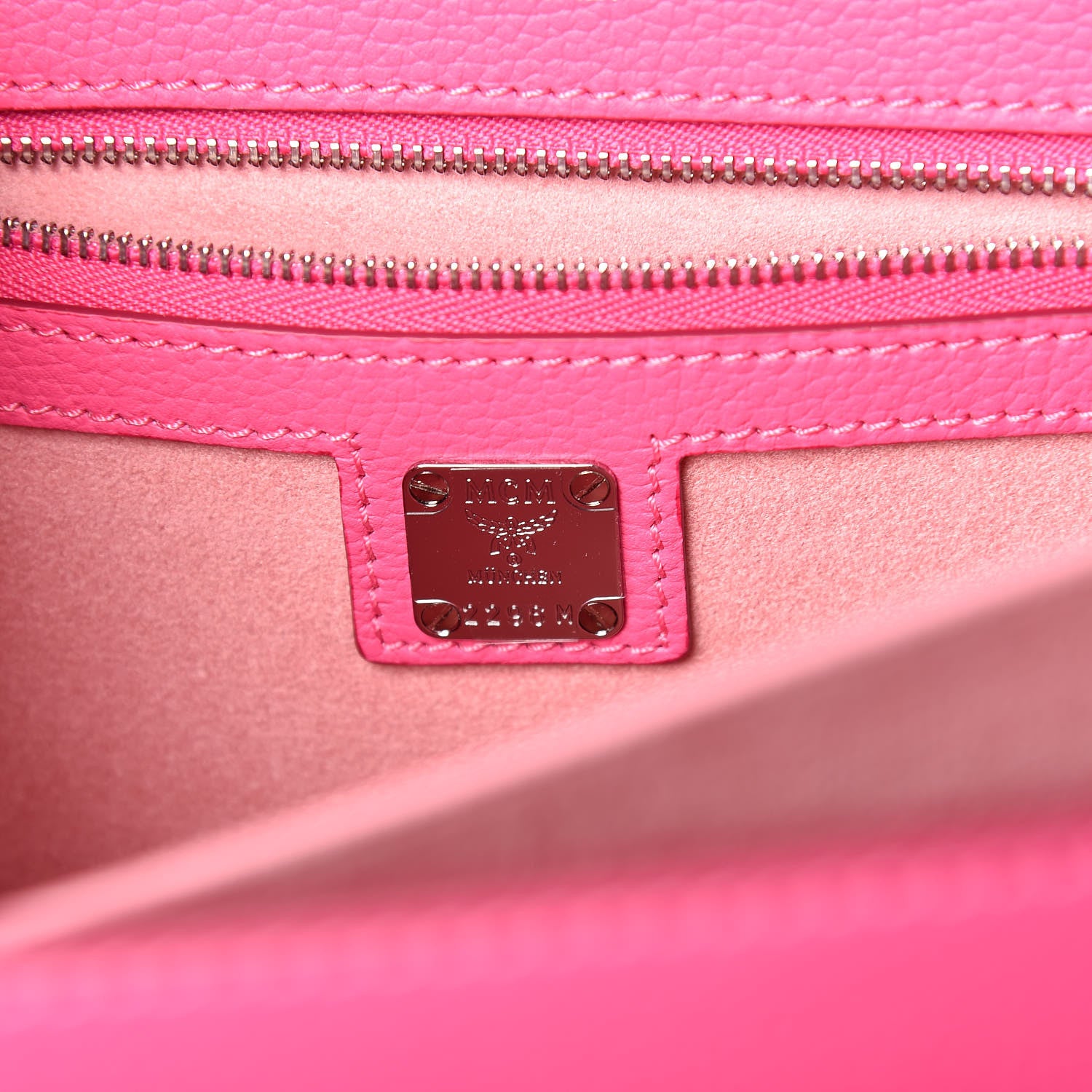 MCM Grained Calfskin Medium Patricia Park Avenue Satchel Sugar Pink 8 of 9