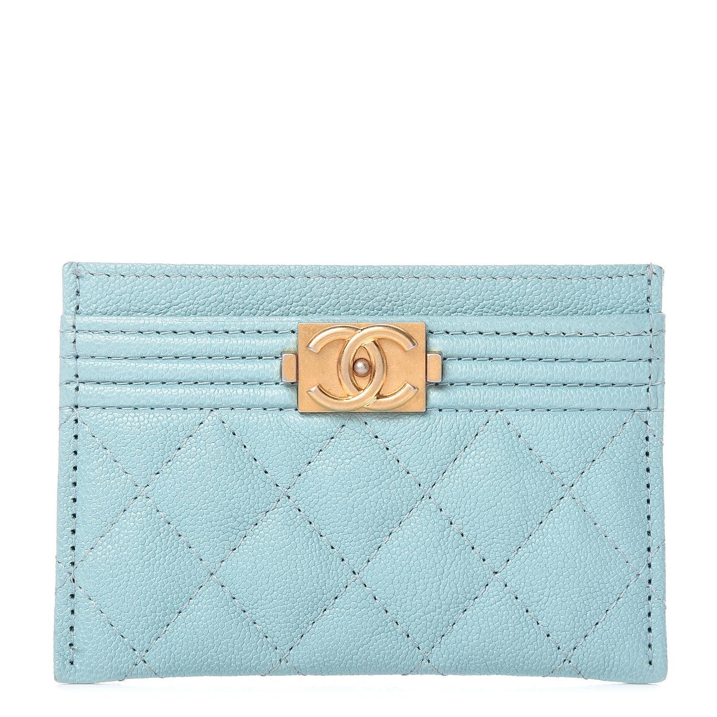 Caviar Quilted Boy Card Holder Blue