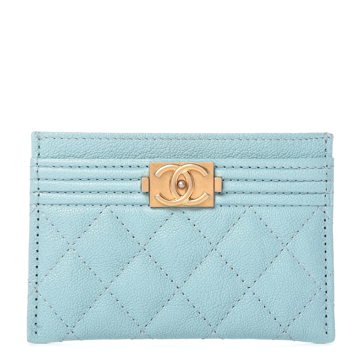 Chanel Caviar Quilted Boy Card Holder Blue 1 of 8