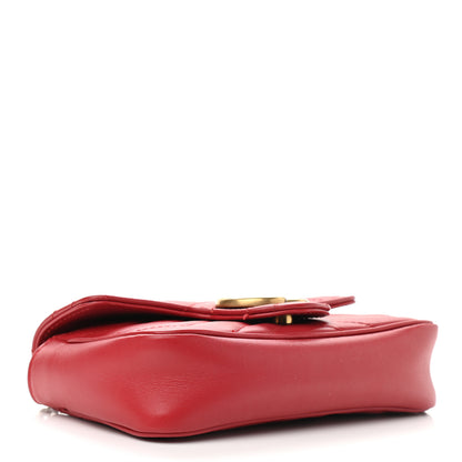 Gucci Calfskin Matelasse Super Mini GG Marmont Shoulder Bag Hibiscus Red 4 of 11