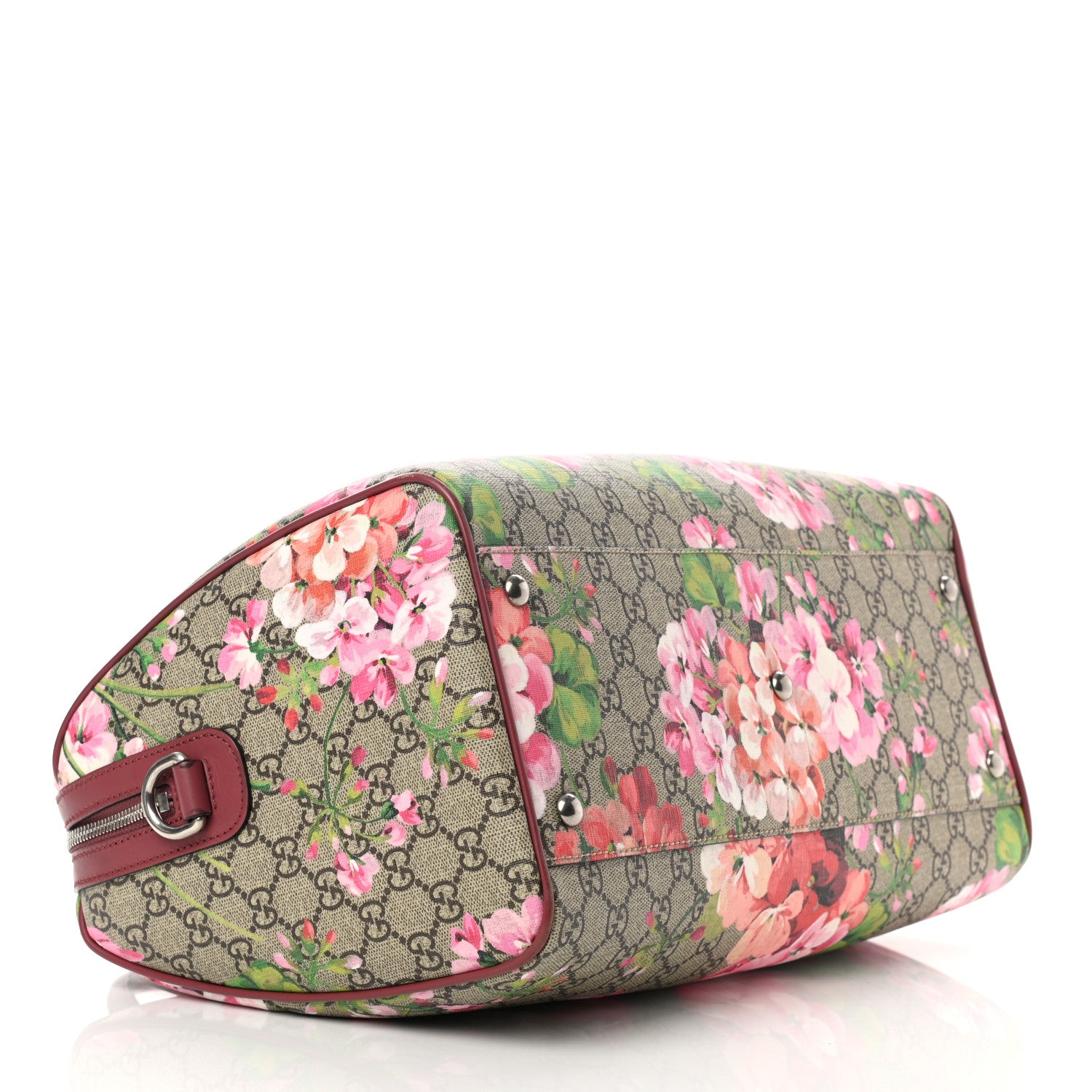 Gucci GG Supreme Monogram Blooms Medium Boston Beige Multicolor Dry Rose 4 of 13