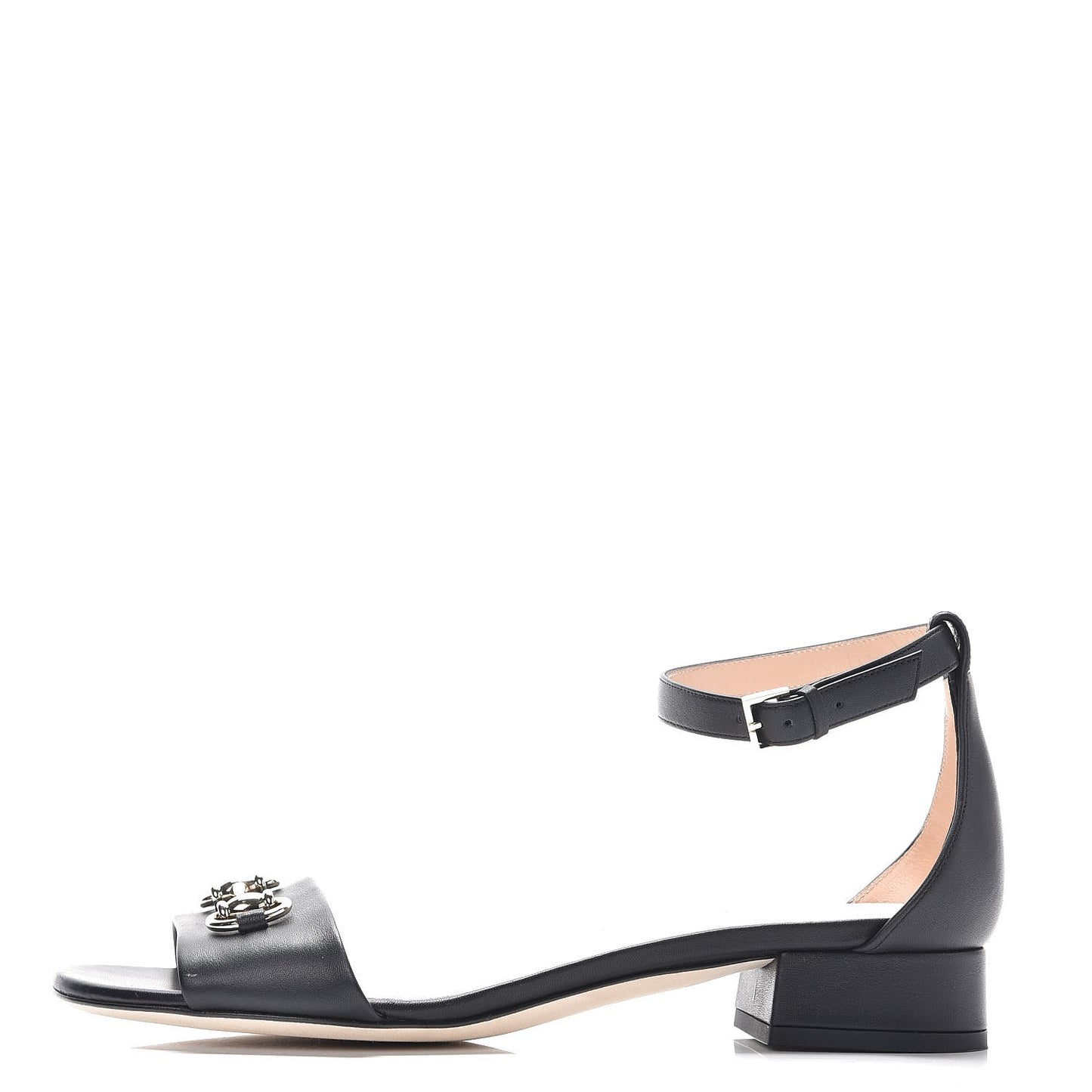 Calfskin Miro Soft Liliane Horsebit Sandals 38.5 Black