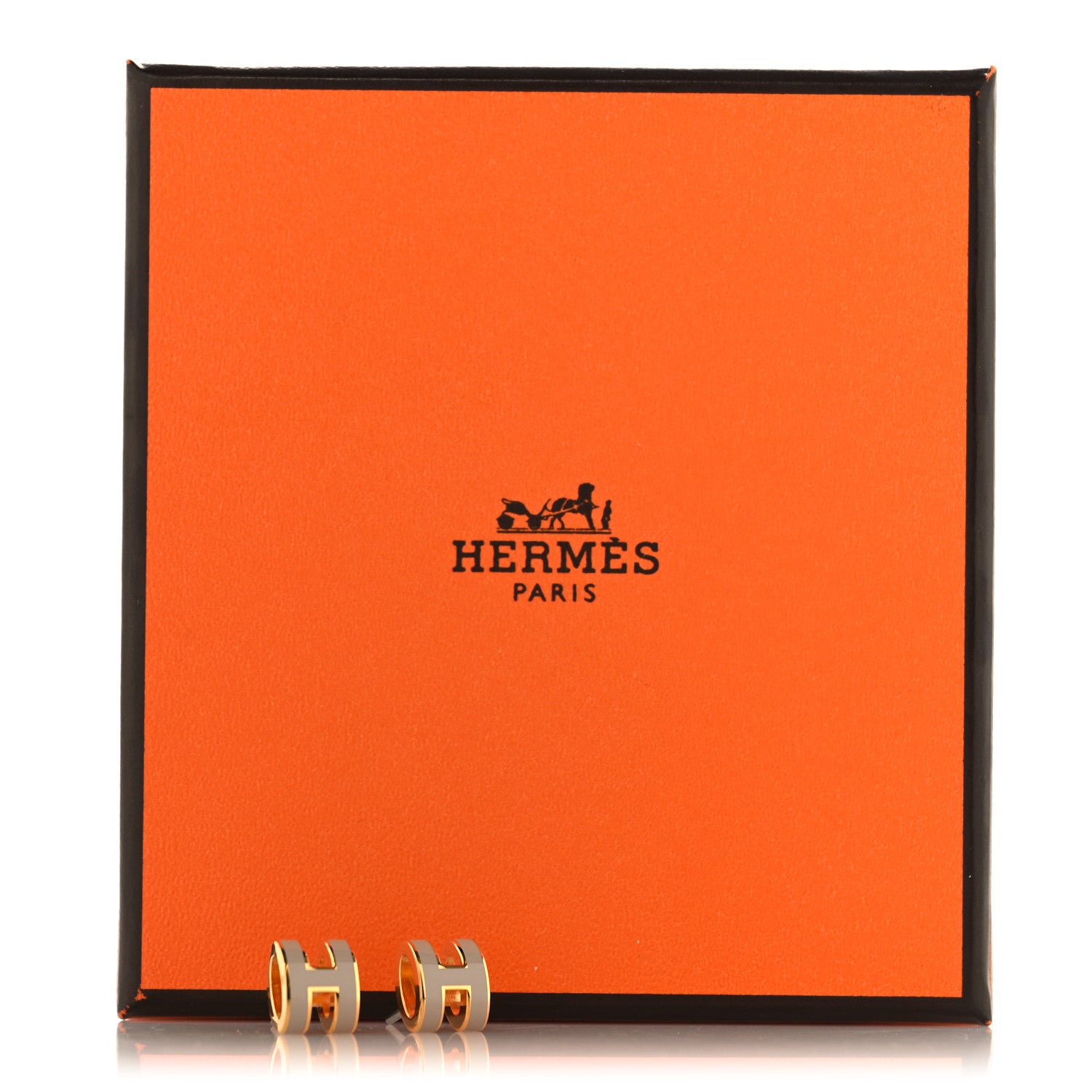 Hermes Gold Lacquered Mini Pop H Earrings Marron Glace 5 of 5