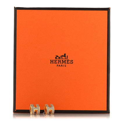 Hermes Gold Lacquered Mini Pop H Earrings Marron Glace 5 of 5