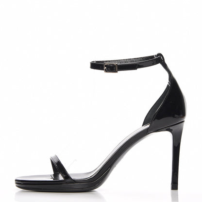 Saint Laurent Vitello Vernice Jane 80 Ankle Strap Sandals 36 Black 1 of 7