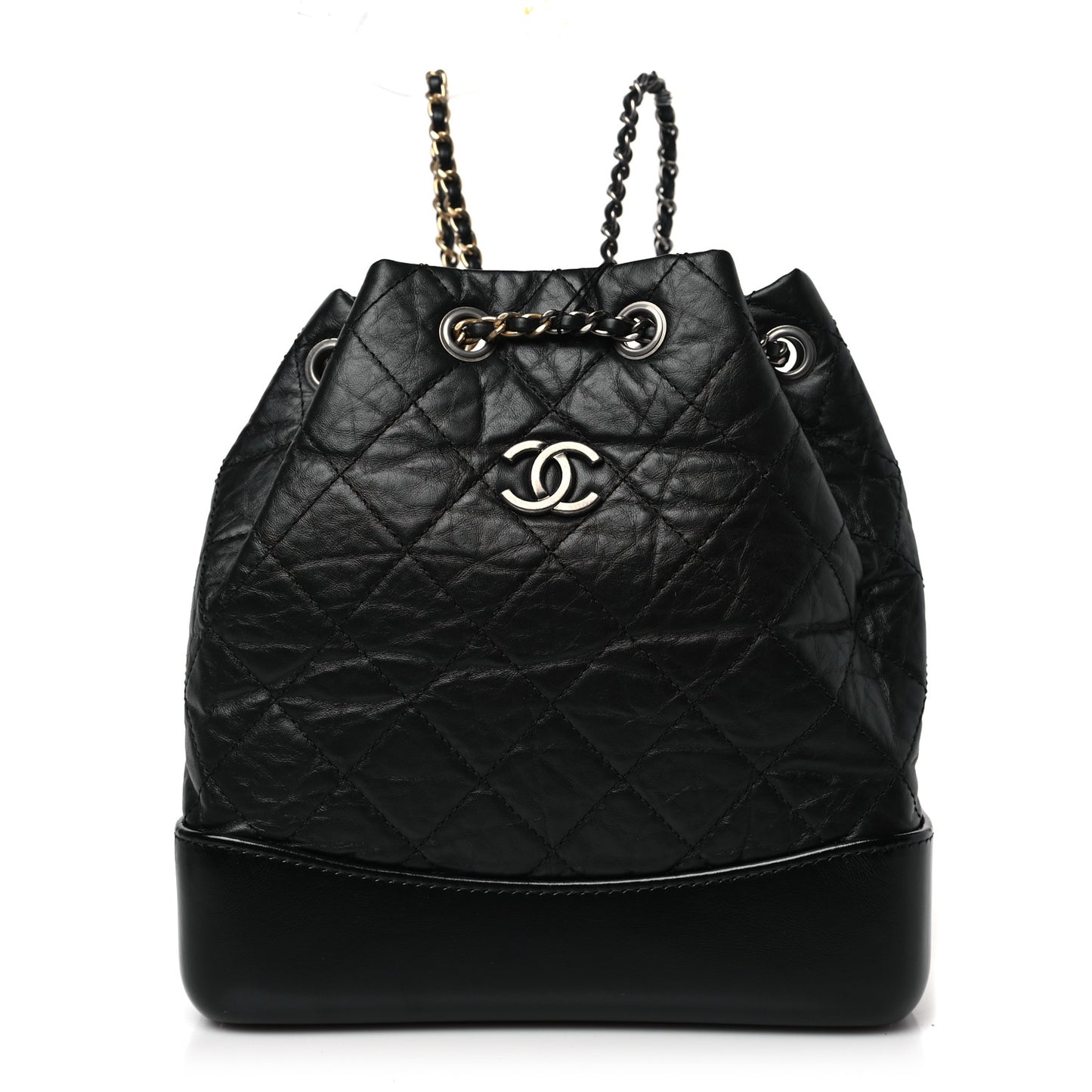 Aged Calfskin Quilted Small Gabrielle Backpack Black