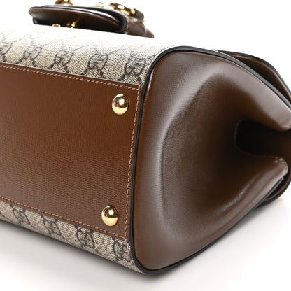 Gucci GG Supreme Monogram Calfskin Medium Horsebit 1955 Top Handle Bag Beige Ebony Brown Sugar 10 of 10