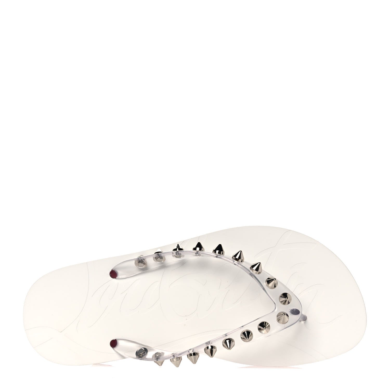 Christian Louboutin Rubber Spike Loubi Donna Flip Flop 37 Transparent White 7 of 10