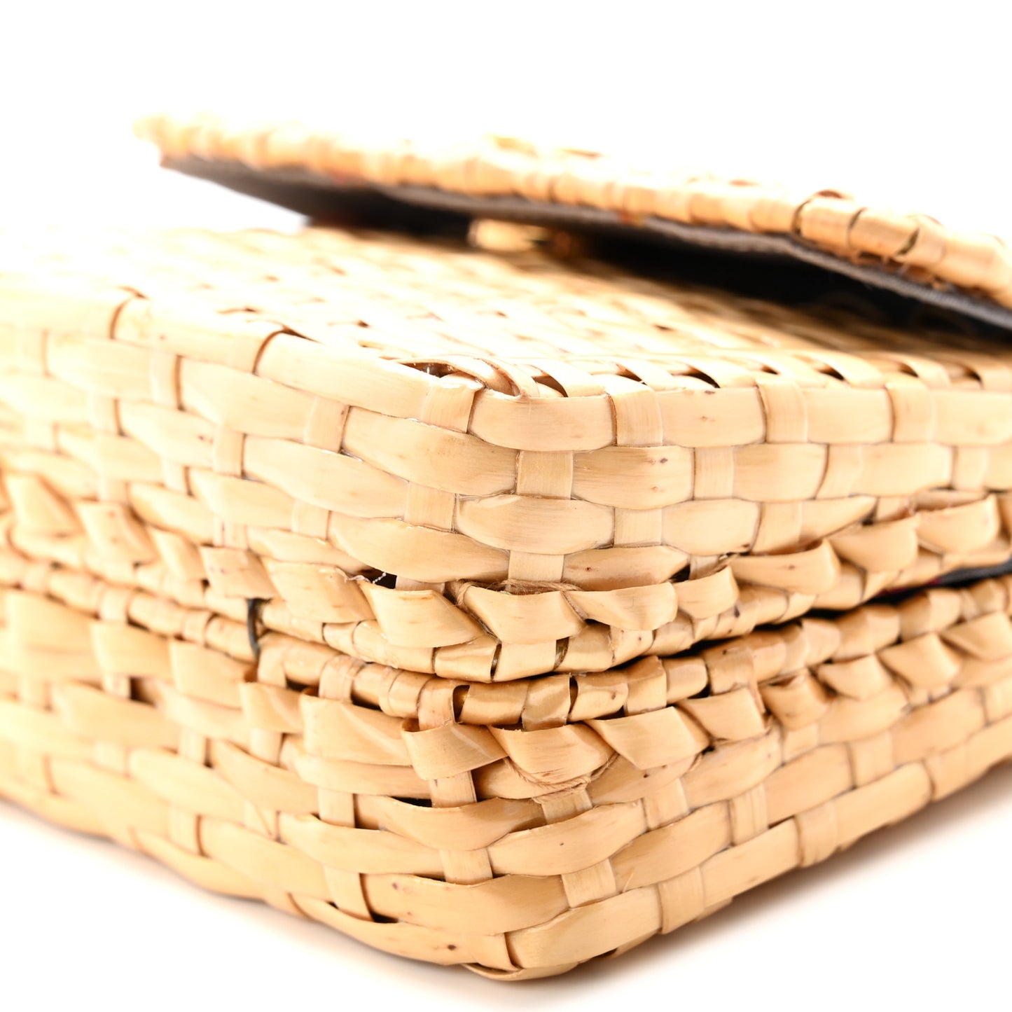Glazed Wicker Mini Cestino Shoulder Bag Natural
