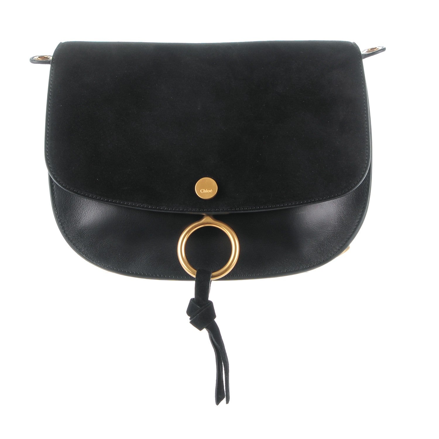 Chloe Suede Smooth Calfskin Medium Kurtis Shoulder Bag Black 1 of 8