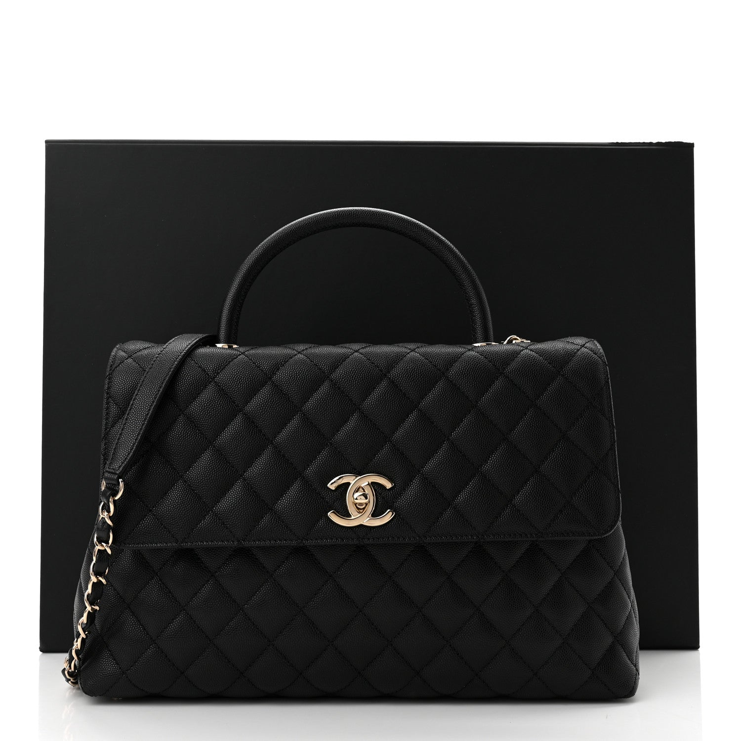 Chanel Caviar Quilted Medium Coco Handle Flap Black 10 of 10