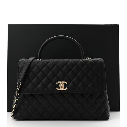 Chanel Caviar Quilted Medium Coco Handle Flap Black 10 of 10