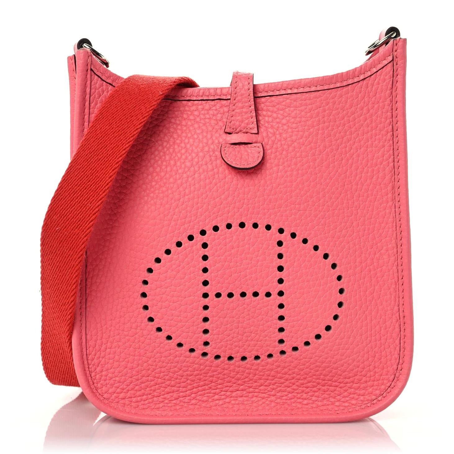 Hermes Taurillon Clemence Amazone Evelyne TPM Rose Azalee Rouge Pivoine 1 of 10