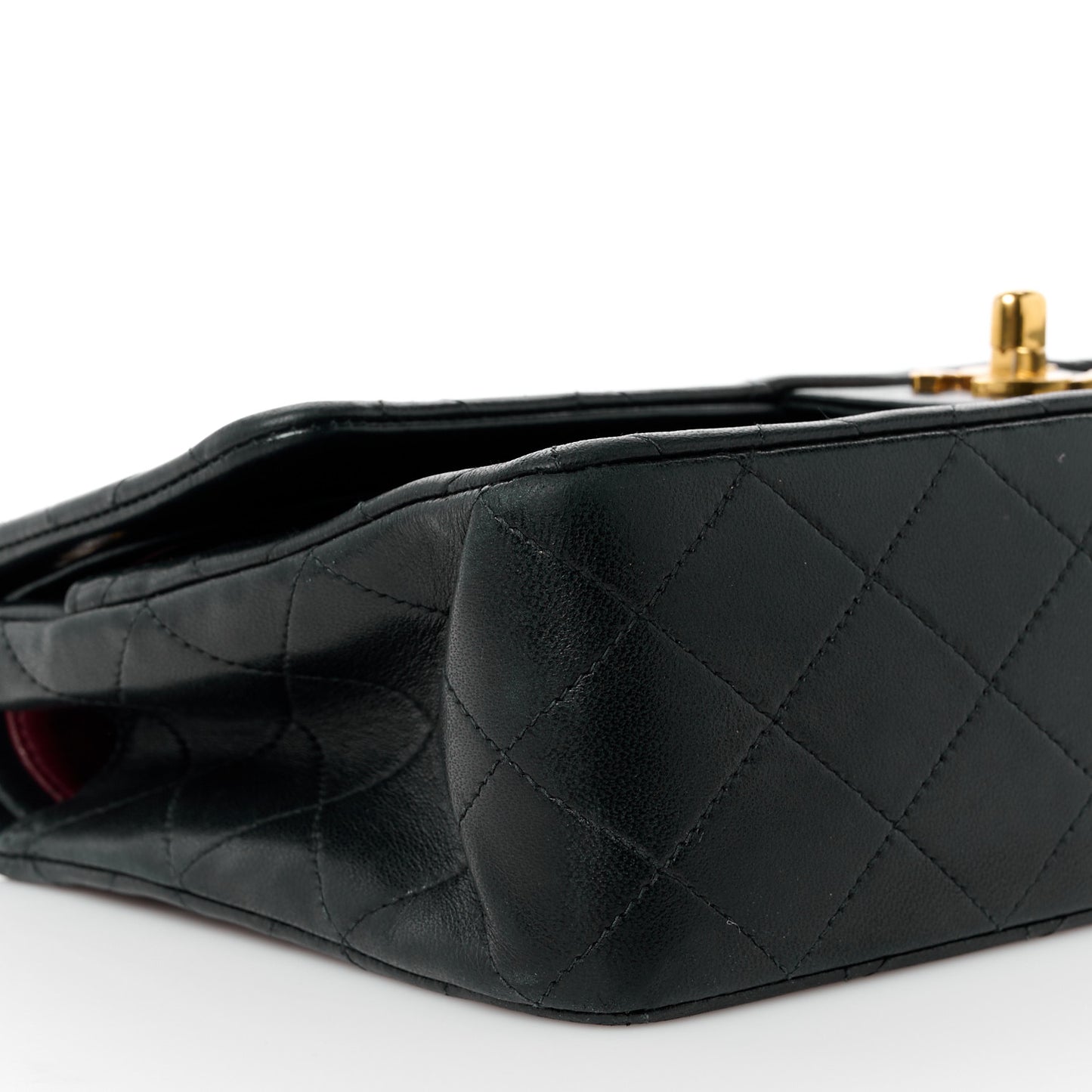 Lambskin Quilted Medium Double Flap Black