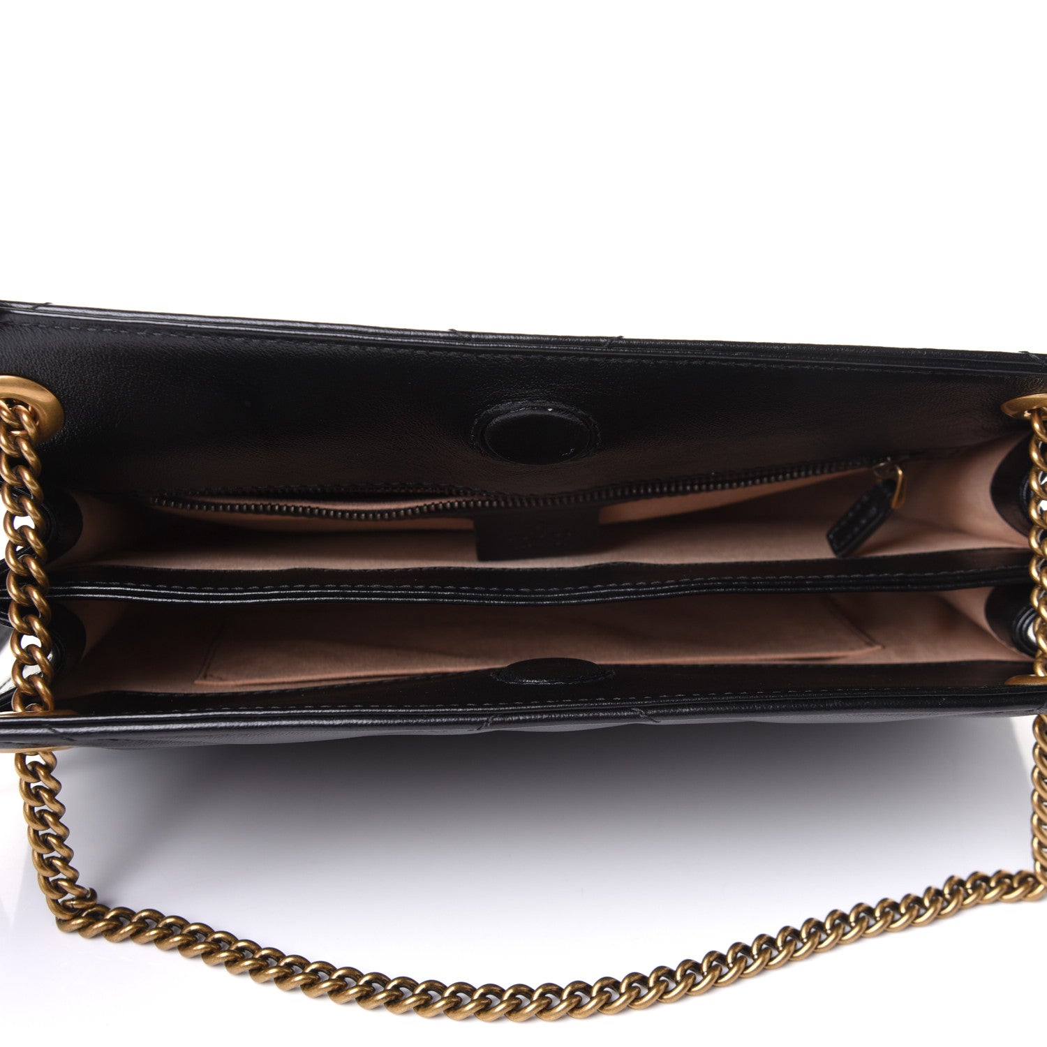 Gucci Azalea Calfskin Matelasse Heart Medium GG Marmont Slim Shoulder Bag Black 5 of 11
