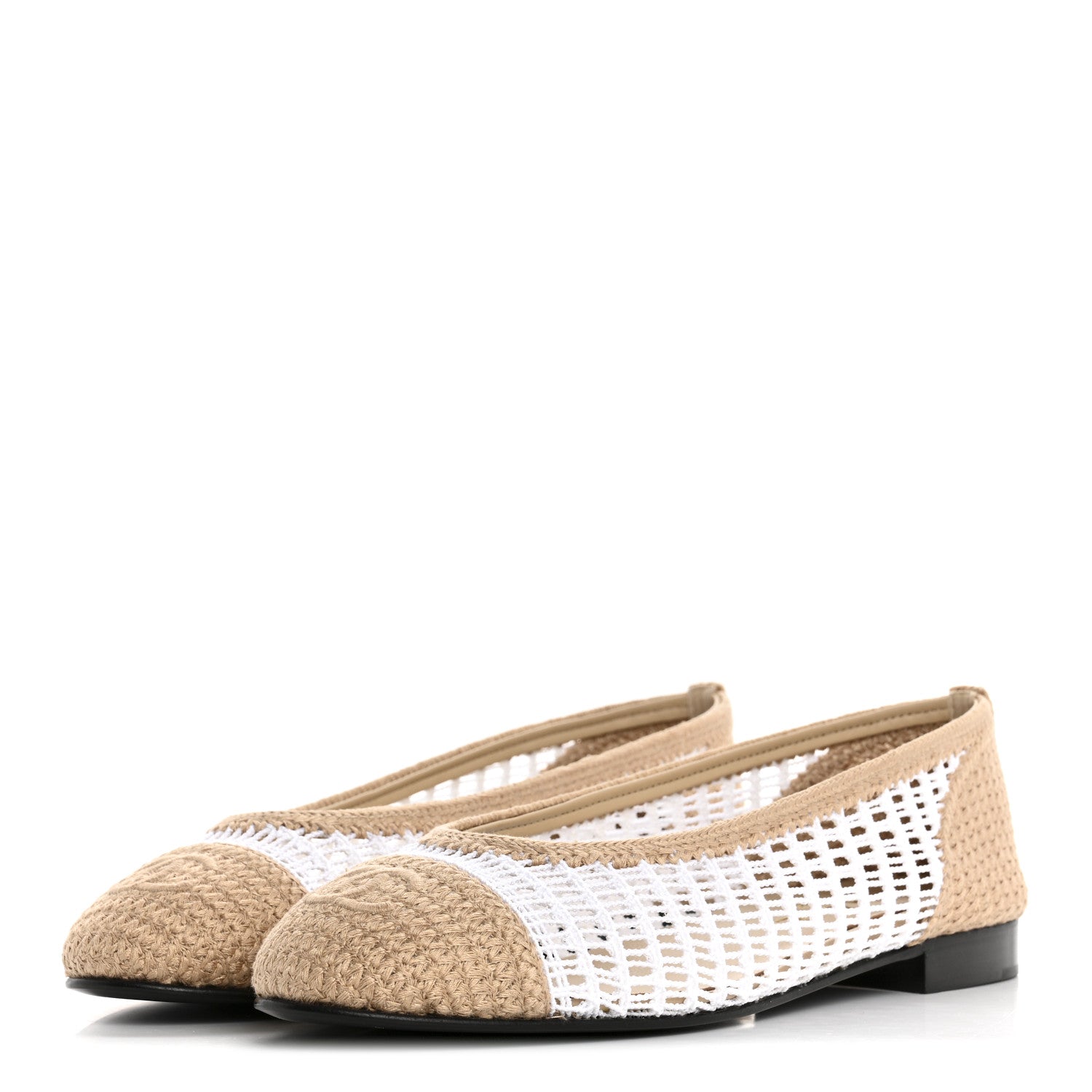 Chanel Raffia Cap Toe Ballerina Flats 38.5 White Beige 4 of 9