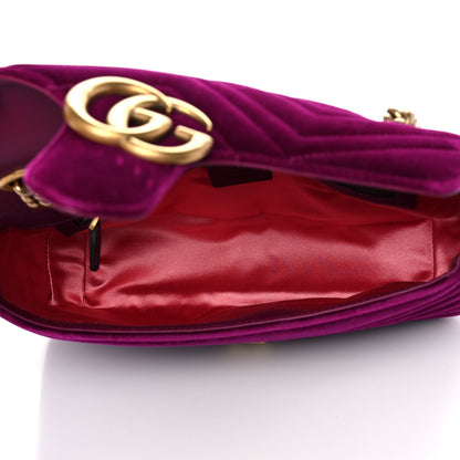 Gucci Velvet Matelasse Small GG Marmont Shoulder Bag Fuchsia Violet Cyclamen 4 of 10