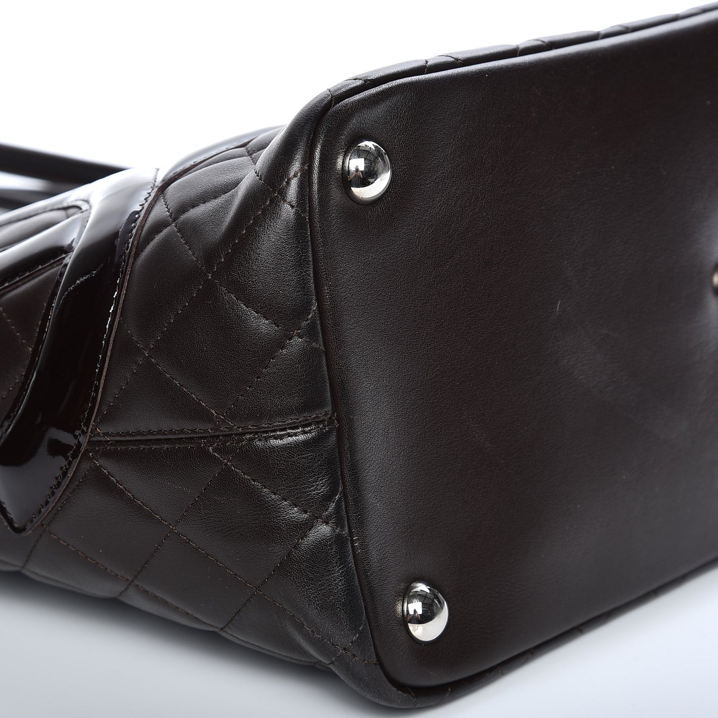 Calfskin Quilted Large Cambon Tote Brown