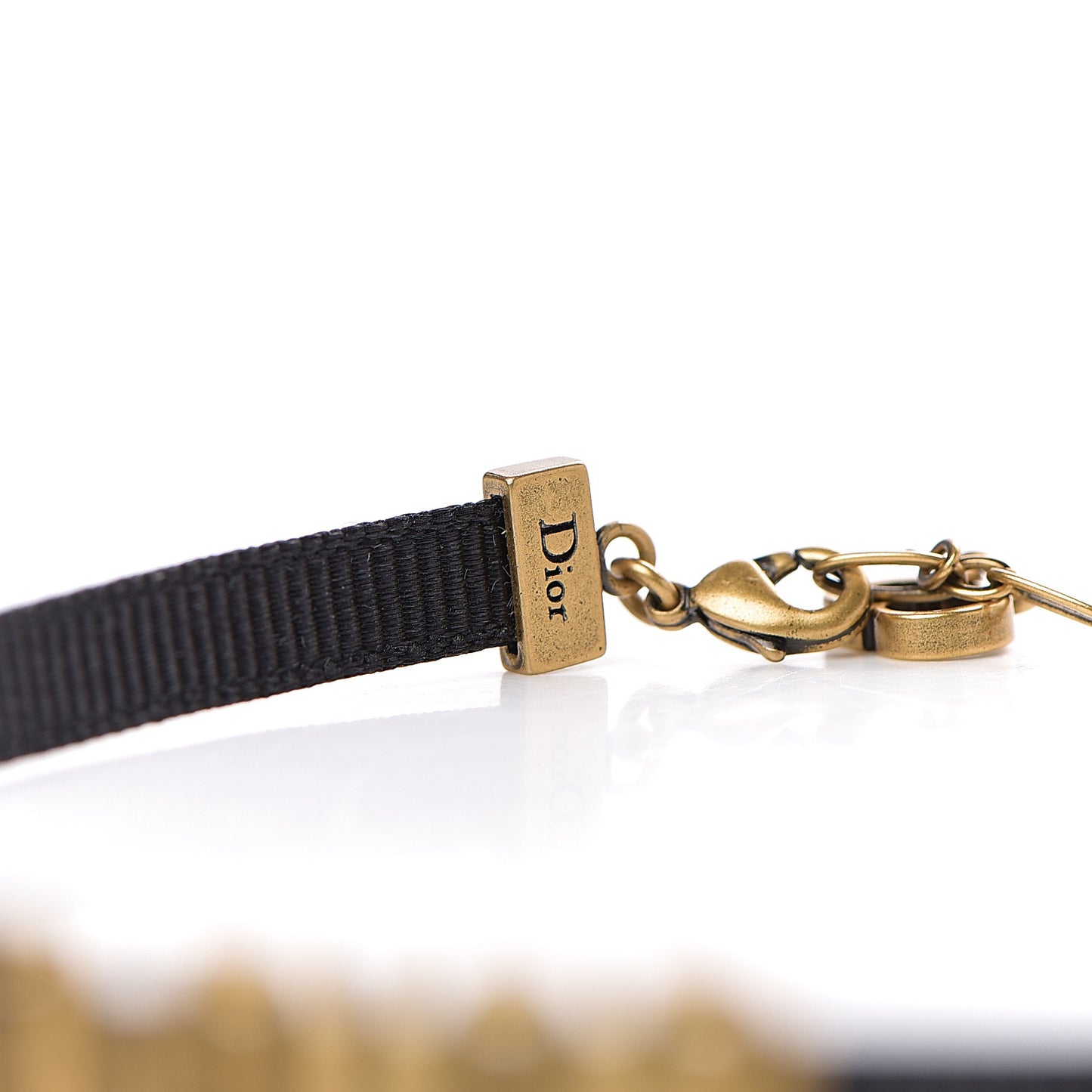 Grosgrain Ribbon J'Adior Logo Choker Necklace Black
