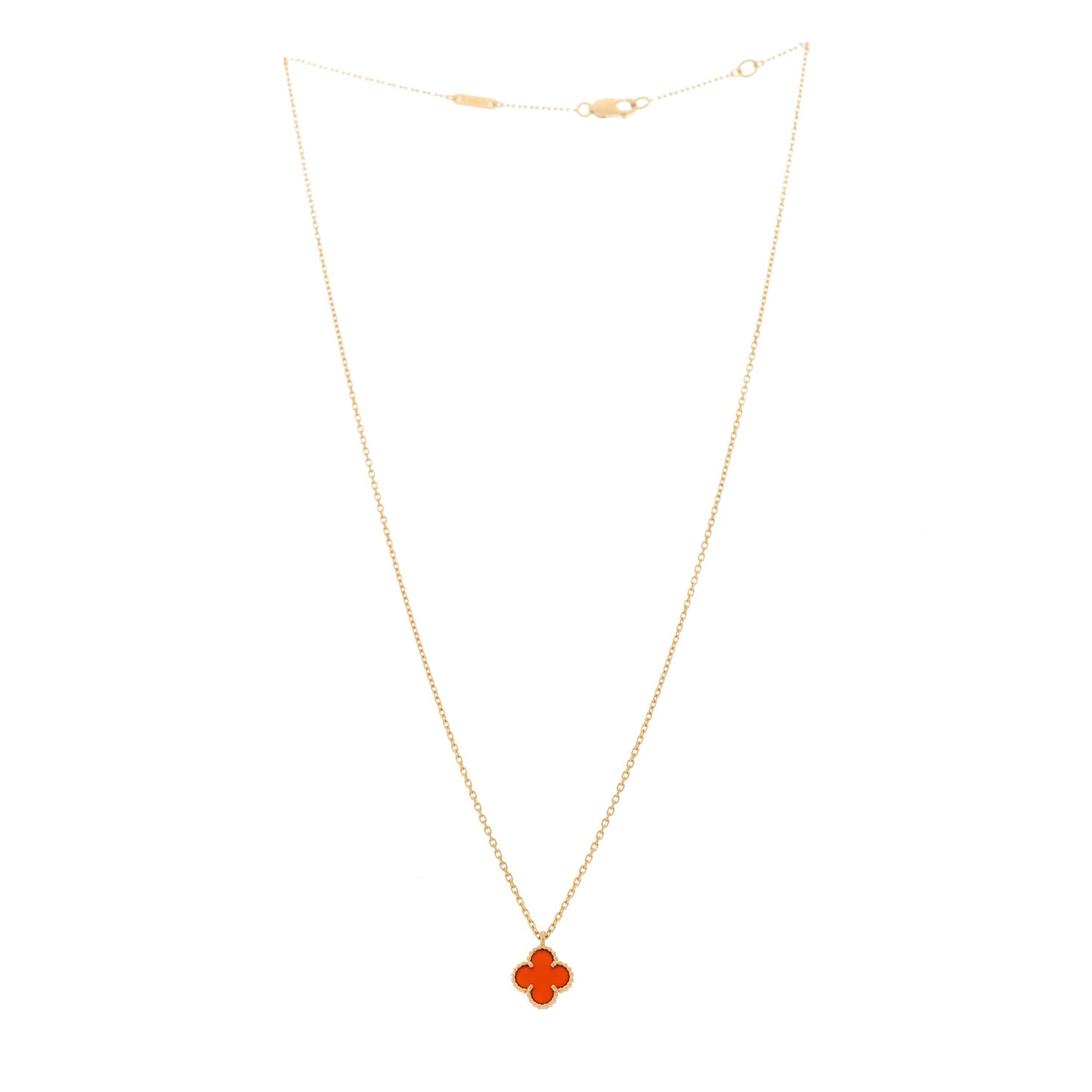 18K Rose Gold Carnelian Sweet Alhambra Pendant Necklace