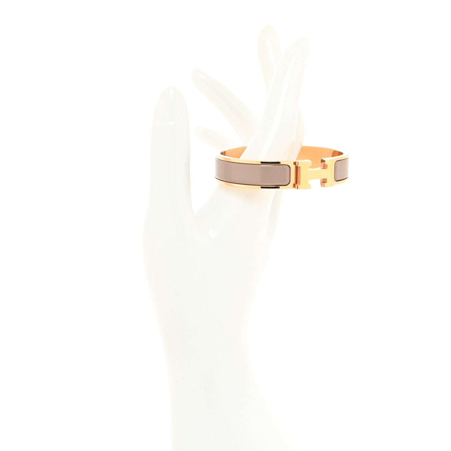 Enamel Narrow Clic Clac H Bracelet PM Marron Glace