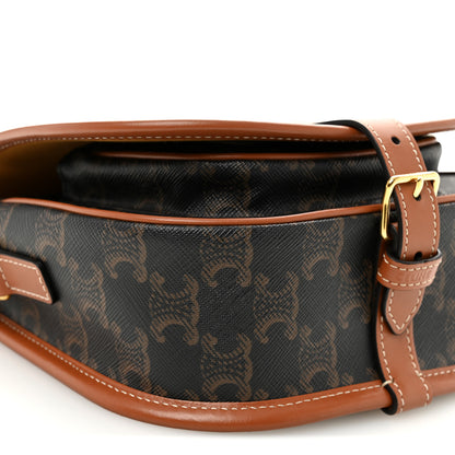 Celine Triomphe Canvas Medium Folco Bag Tan 8 of 9