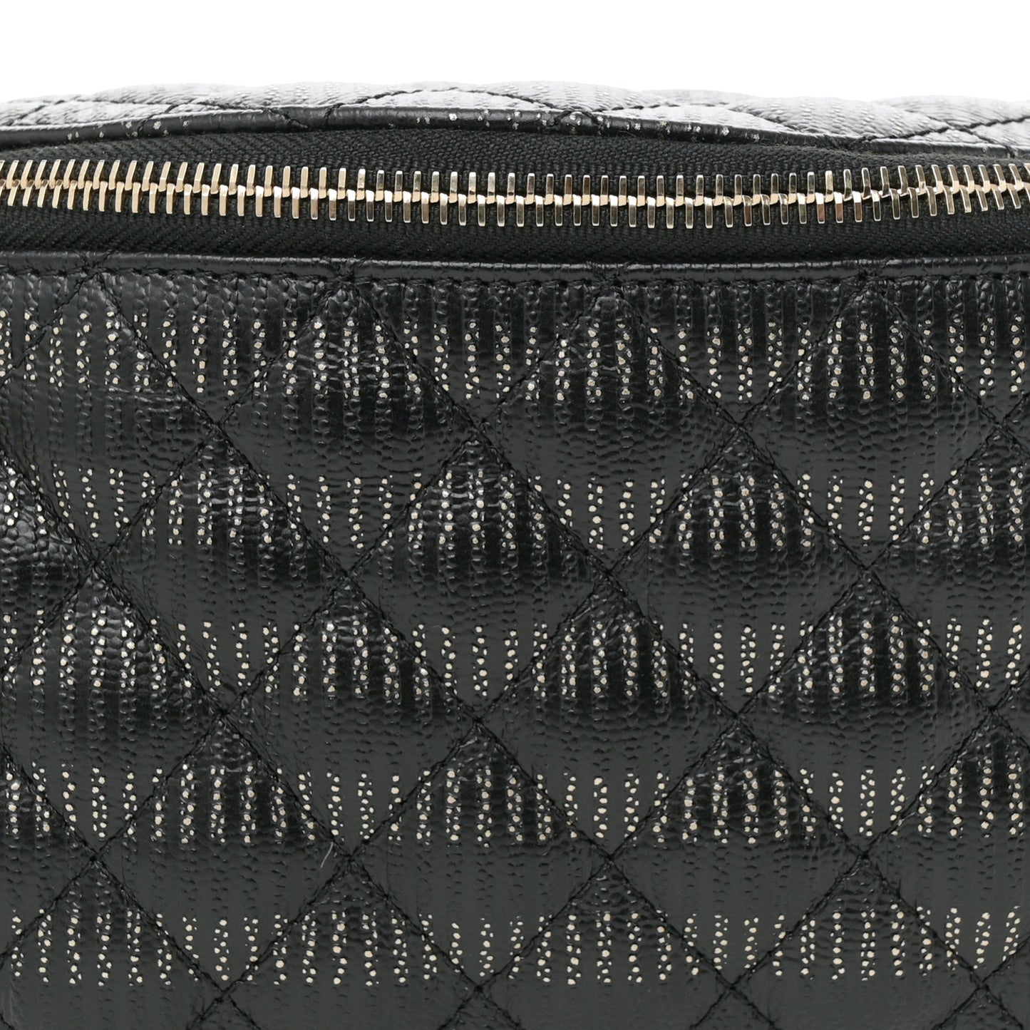 Metallic Caviar Striped Banane Waist Bag Fanny Pack Black Gold