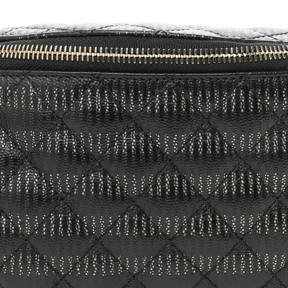 Chanel Metallic Caviar Striped Banane Waist Bag Fanny Pack Black Gold 8 of 12