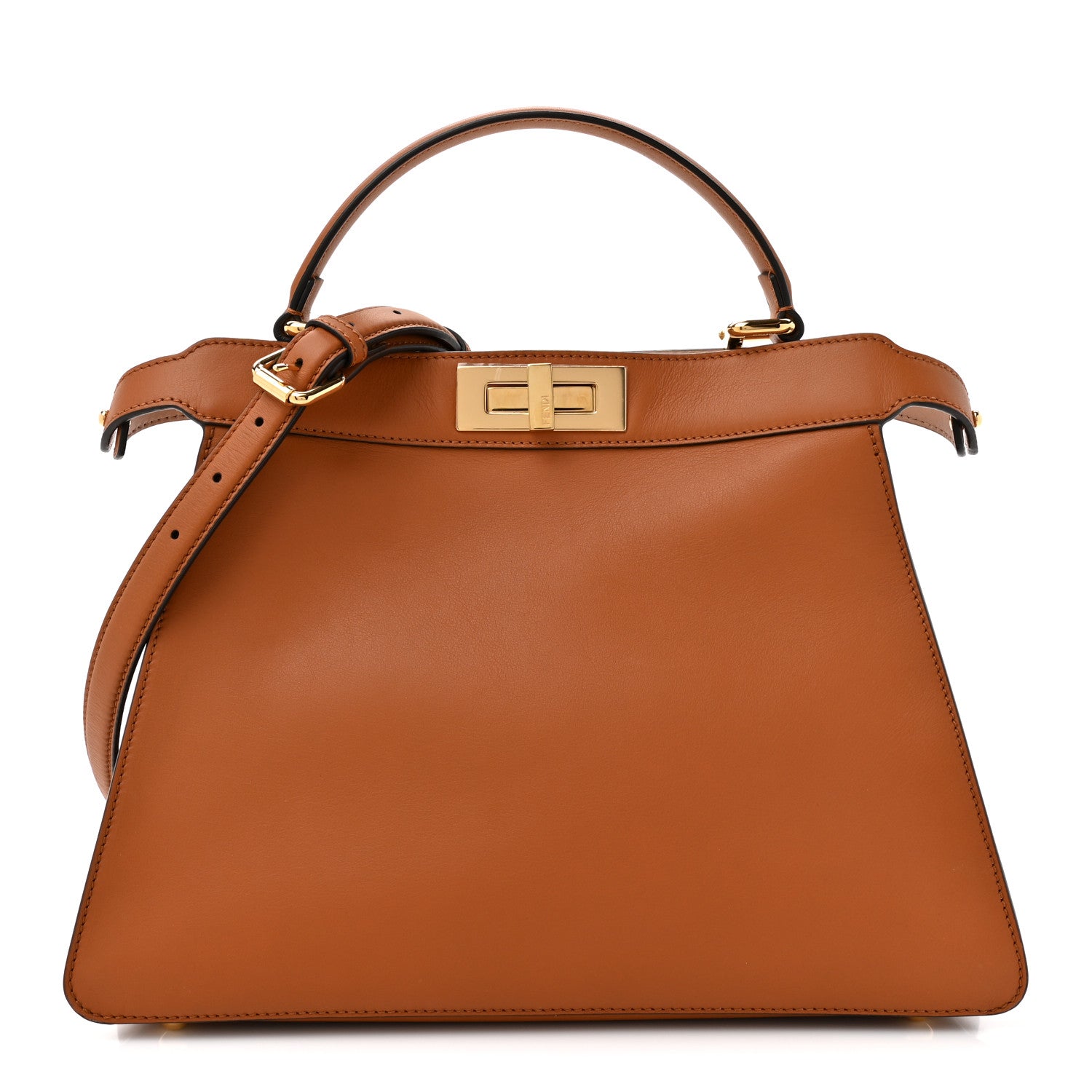 Fendi Vitello Seta Shiny Nappa Medium Peekaboo I SEE U Satchel Brandy Light Rose 2 of 25