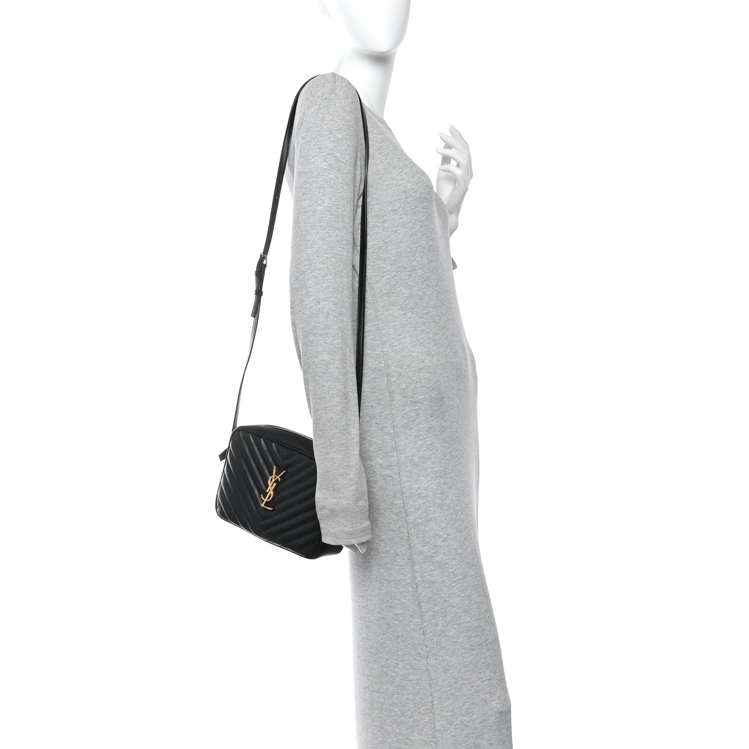 Saint Laurent Calfskin Matelasse Monogram Lou Camera Bag Black 2 of 10