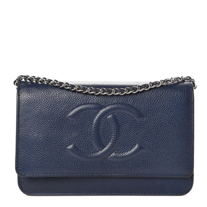 Chanel Caviar Timeless CC Wallet On Chain WOC Dark Blue 1 of 17