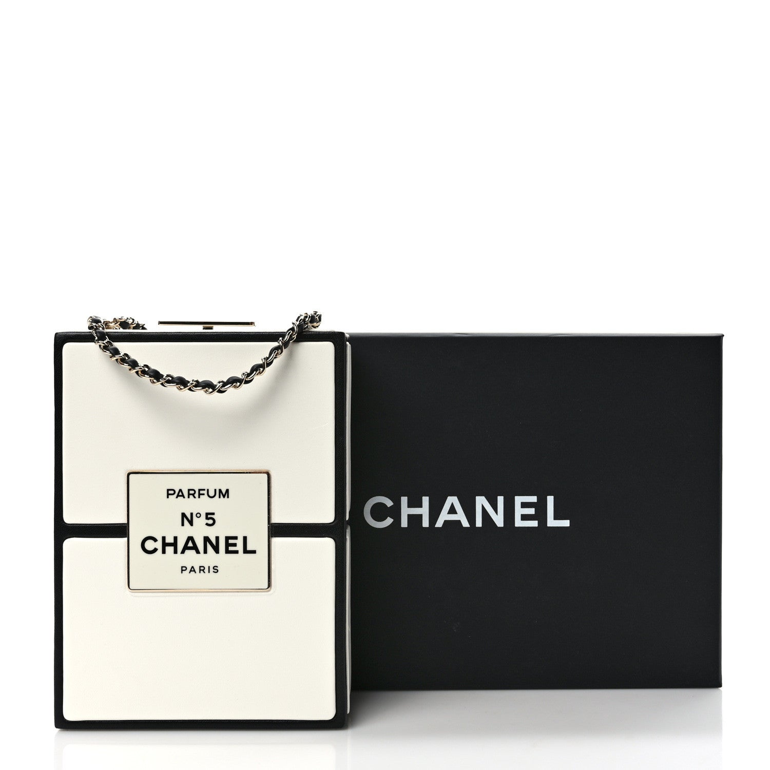 Chanel Lambskin No. 5 Perfume Box Evening Clutch White Black 11 of 11
