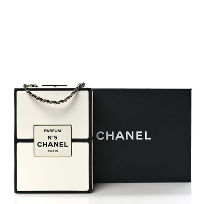 Chanel Lambskin No. 5 Perfume Box Evening Clutch White Black 11 of 11