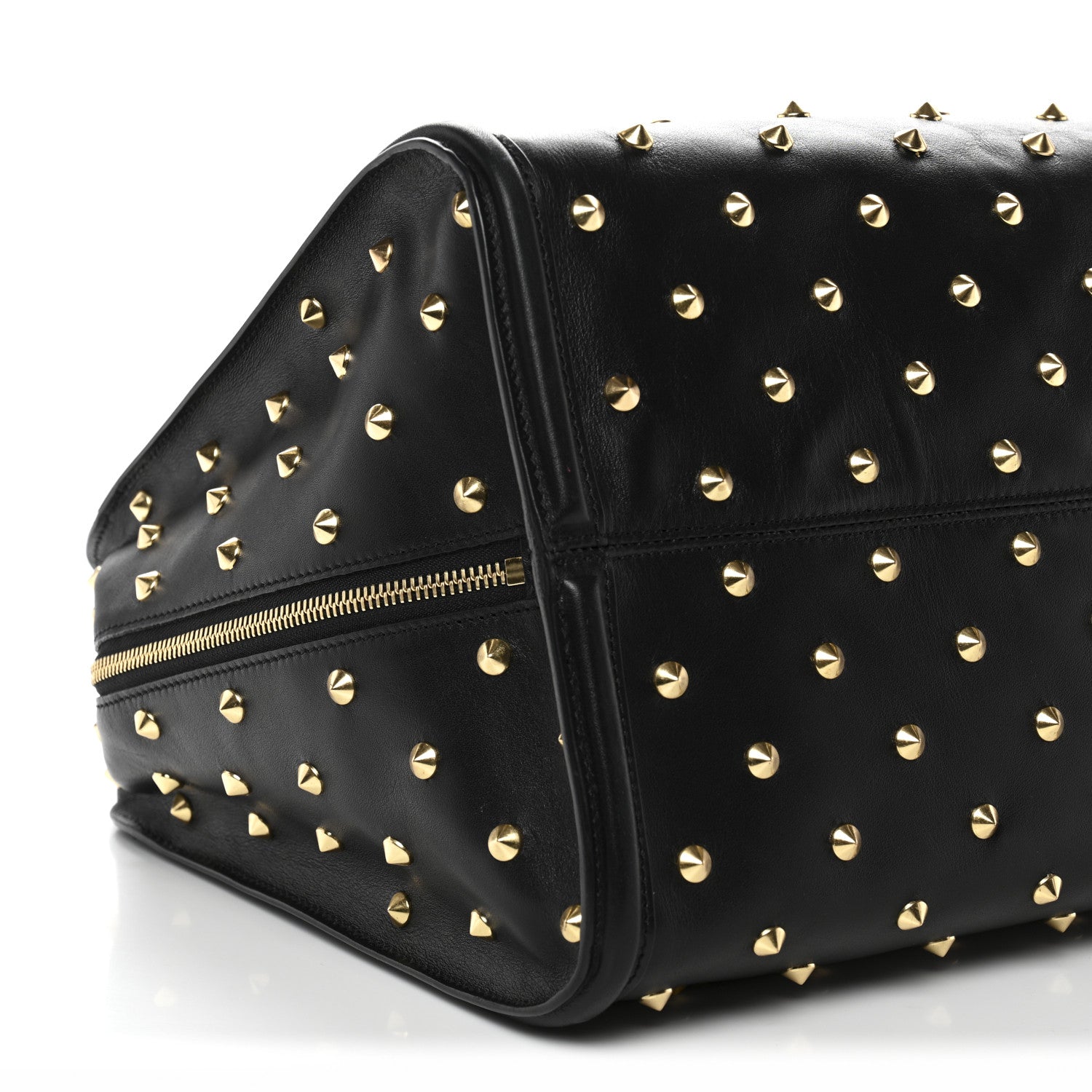 Alexander McQueen Calfskin Large Studded Padlock Zip Around Tote Black 9 of 11