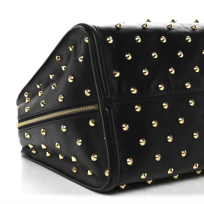 Alexander McQueen Calfskin Large Studded Padlock Zip Around Tote Black 9 of 11