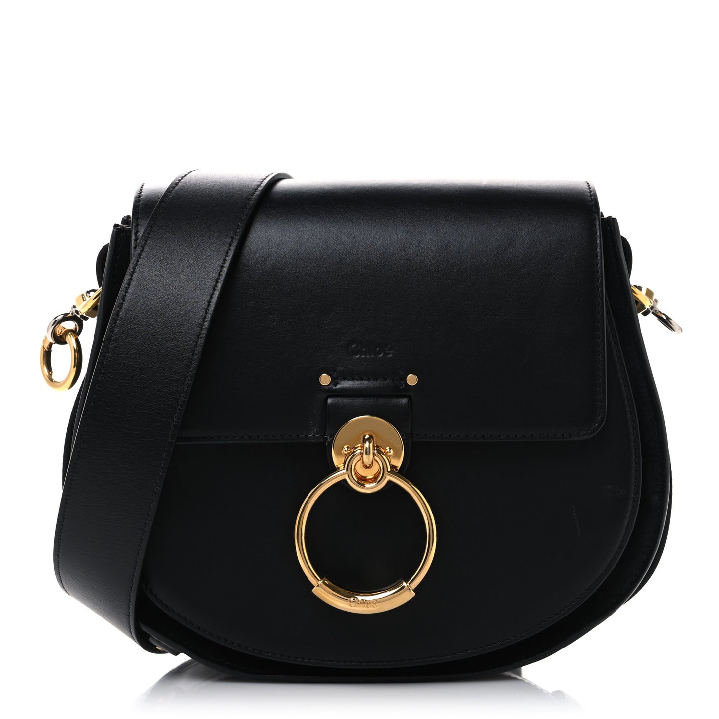 Calfskin Suede Large Tess Bag Black