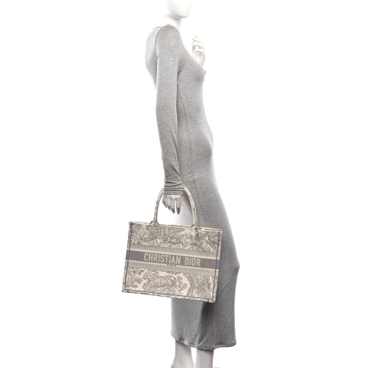 Canvas Embroidered Medium Dioriviera Toile De Jouy Book Tote Gray