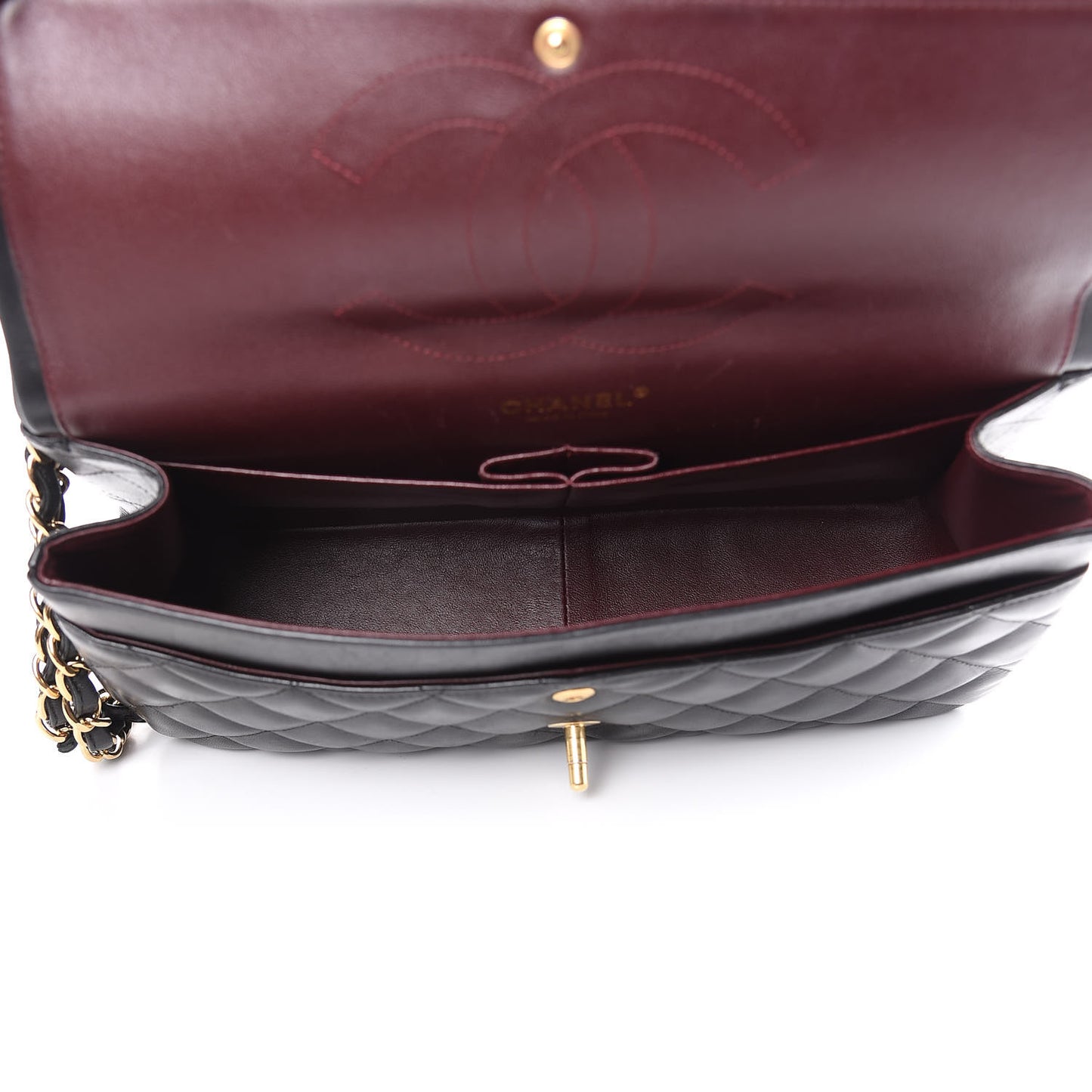 Lambskin Quilted Jumbo Double Flap Black