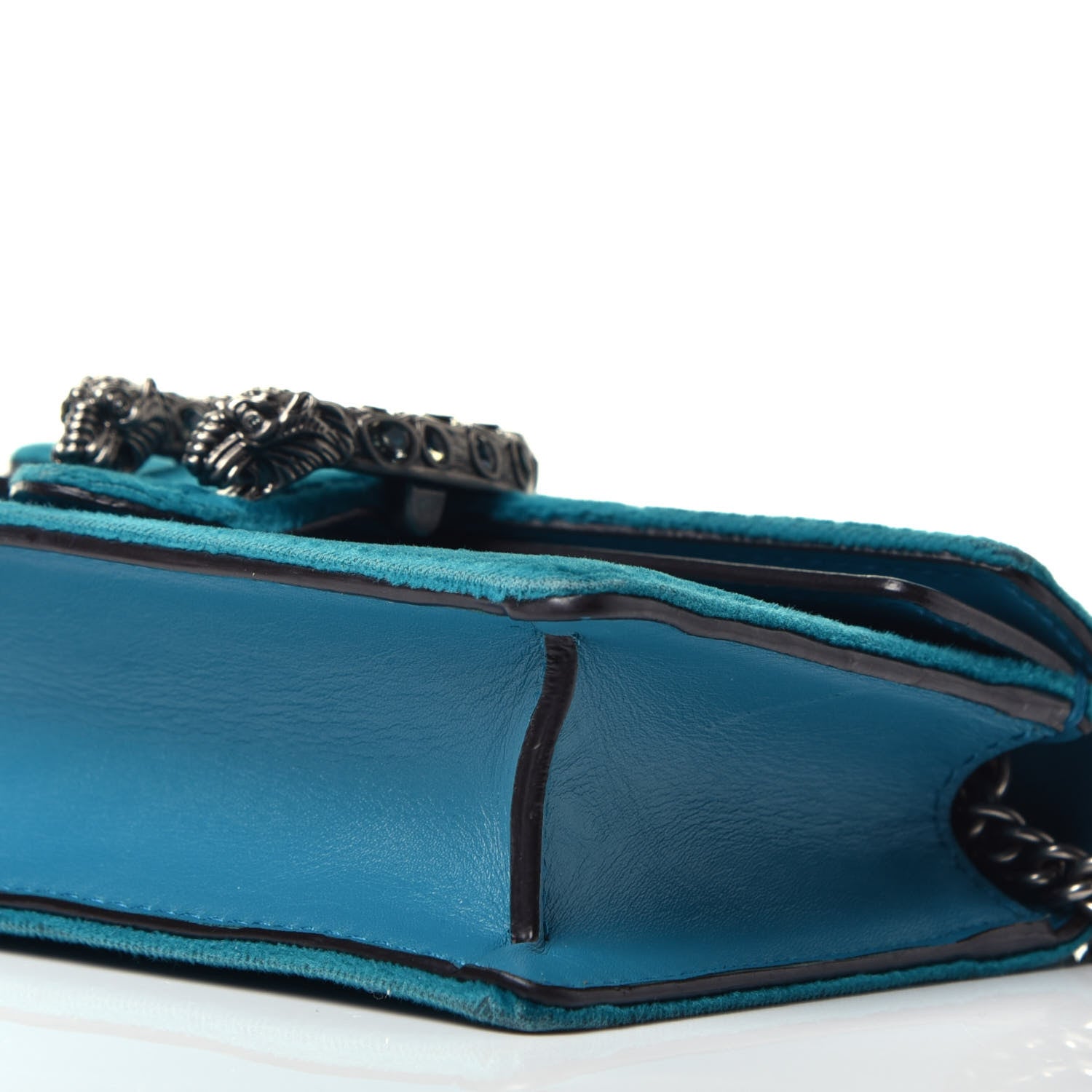 Gucci Velvet Super Mini Dionysus Shoulder Bag Pavone Cyan 8 of 9