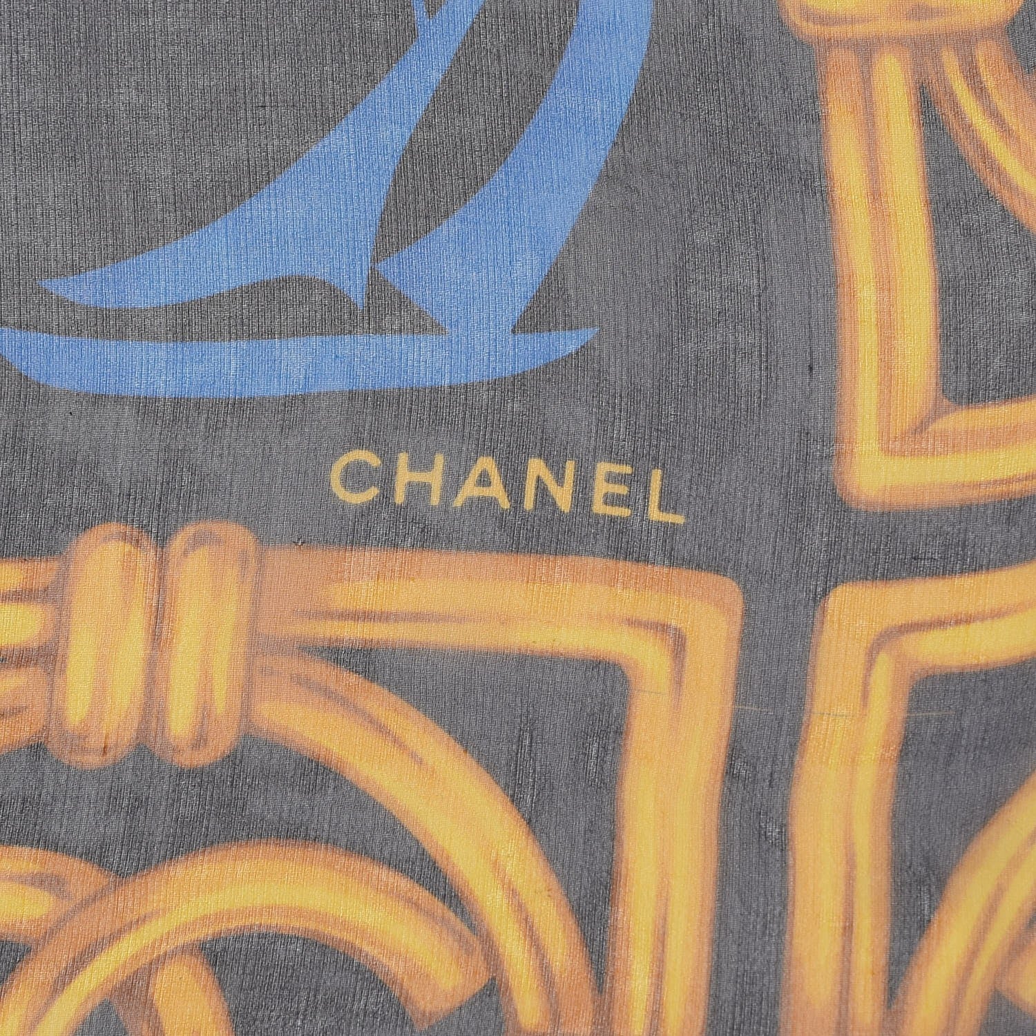 Chanel Silk Chiffon Sailboat Scarf Navy 4 of 4