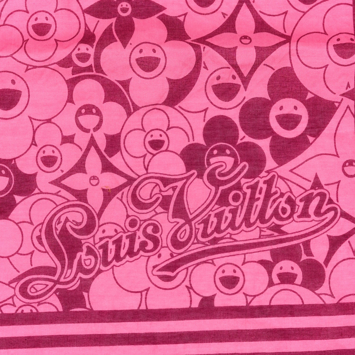 Louis Vuitton Cotton Takashi Murakami Cosmic Blossom Square Scarf Pink 2 of 3