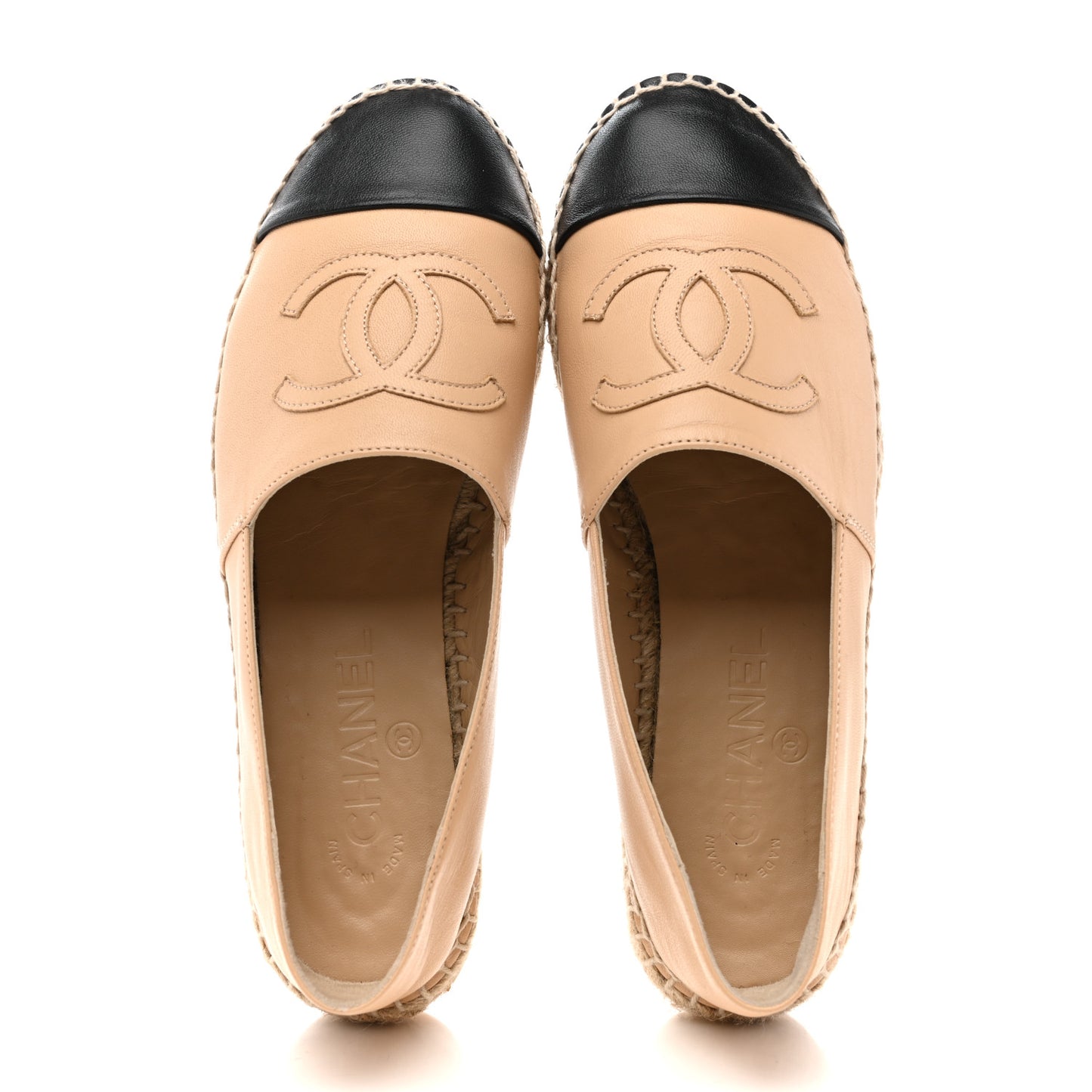 Lambskin CC Espadrilles 37 Beige Black
