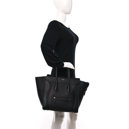 Celine Drummed Calfskin Mini Luggage Black 3 of 12