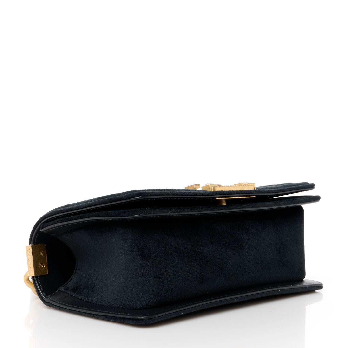 Velvet Strass Quilted Small Boy Flap Black